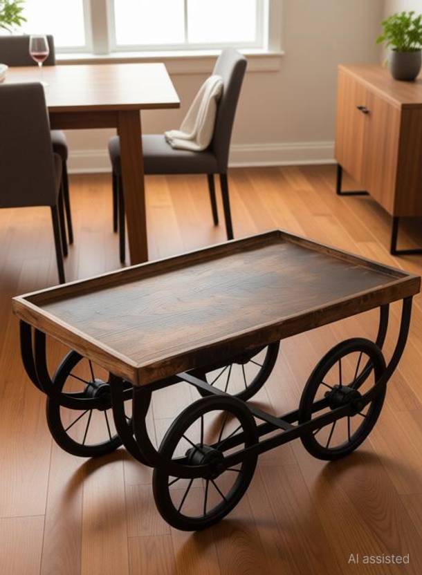 Ruby Perl Wooden Wheel Tray, Snacks & Refreshment Serving Tray Set Rhedi Shape Tray