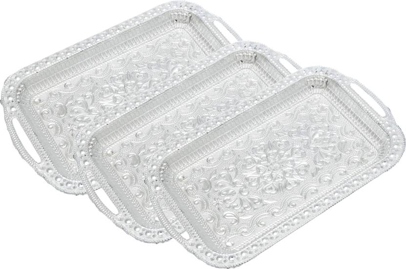 MADHULI Rectangle Serving Tray Traditional Decorative Platters for