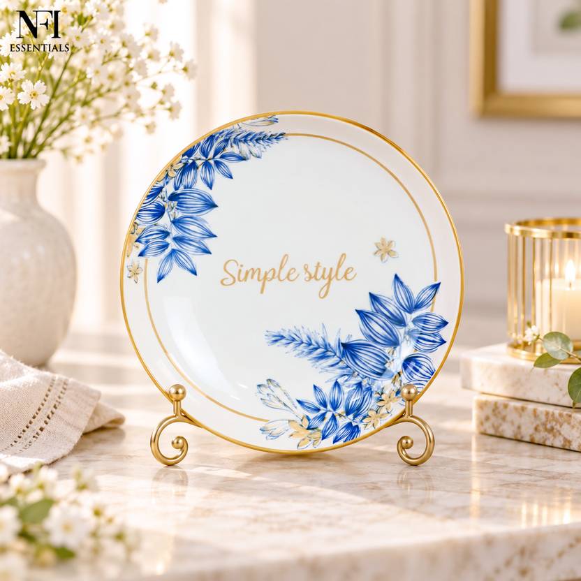 NFI essentials Premium Ceramic Quarter Plate for Snacks & Appetizers 8Inch Quarter Plate