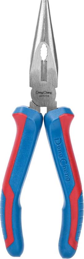 Dongcheng Long Nose Pliers 8" / 200mm — Forged 55# Steel | 2-Color PVC Handle Needle Nose Plier