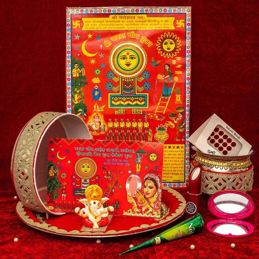 TIED RIBBONS Karwa Chauth Pooja Thali Gift Combo Pack with Karvachauth ...