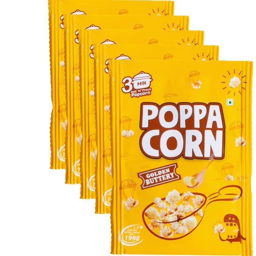poppacorn Hot 'N' Fresh Instant Butter Popcorn 35gX5 Pouches, Golden Buttery Popcorn