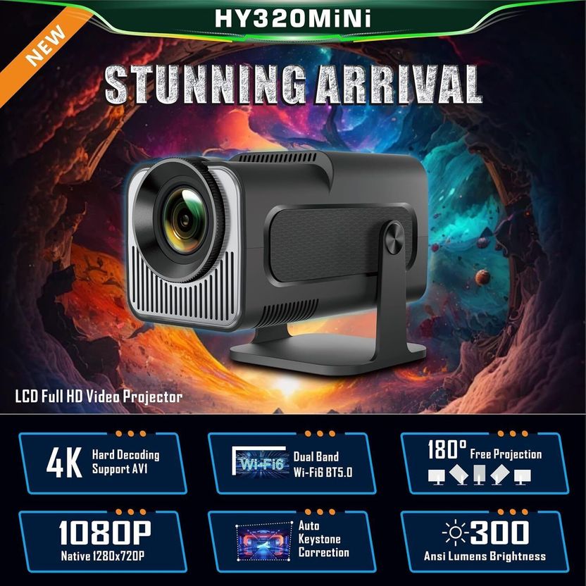 AVIER HY320 4K Android 13 Portable Projector 2GB/16GB - Image 7