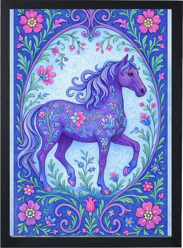 unicorn wall art frame | painting for room, dining room,drawing room| 1 painting in a pack |poster for wall |glossy print framed ( 9.75x13.25 inch|corrugated box) Paper Print