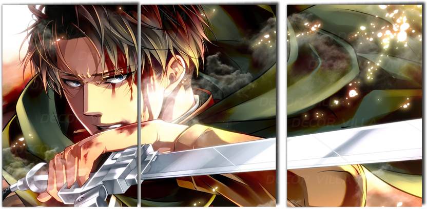 Levi Ackerman Attack on Titan 3-Piece Triptych Poster Set – Premium High-Definition Anime Wall Art – Humanity's Strongest Soldier Battle Edition – 300 GSM Heavyweight Matte Finish for Home, Office, or Gaming Room Photographic Paper