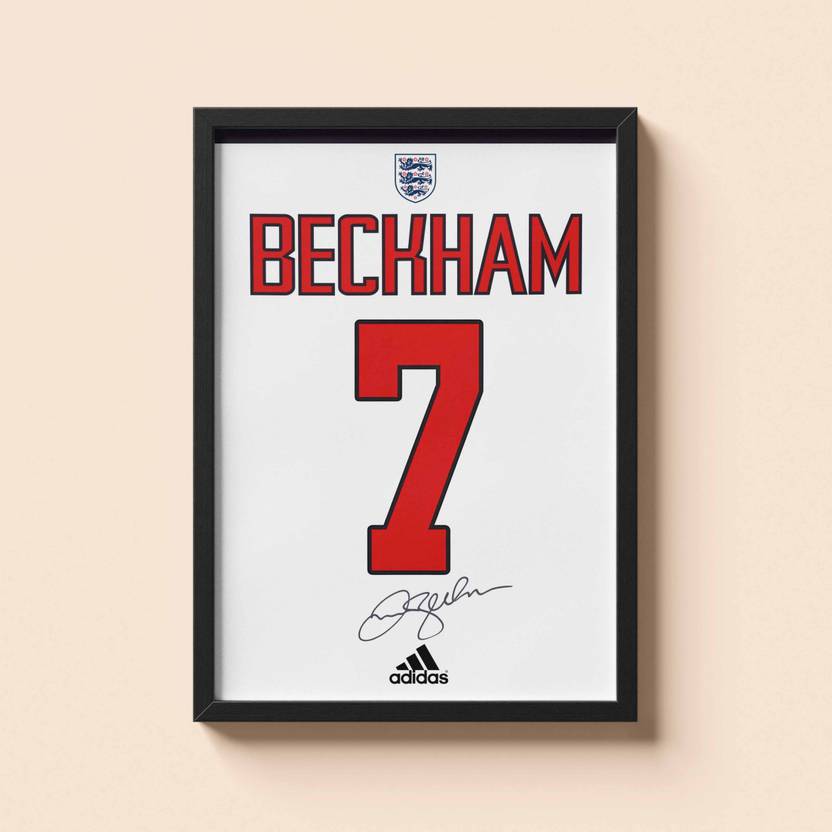 David Beckham Wall Poster Frames | 8x12 inch | World Cup special signed Jerseys Series | Hanging Wall Artwork Frames for Living Room, Bedroom, Office Photographic Paper