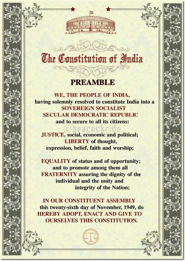 Preamble Of Indian Constitution A3 Fine Art Print - Art & Paintings ...