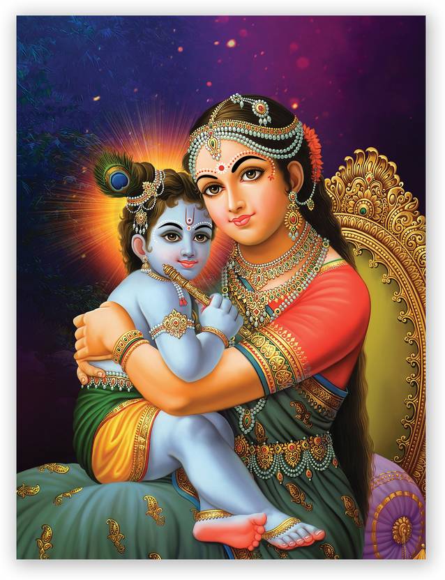 Hindu God Shri Krishna With Maa Yashoda Photo Poster Size 24 X 18 hindu-god-shri-krishna-with-maa-yashoda-photo-poster-size-24-x-18