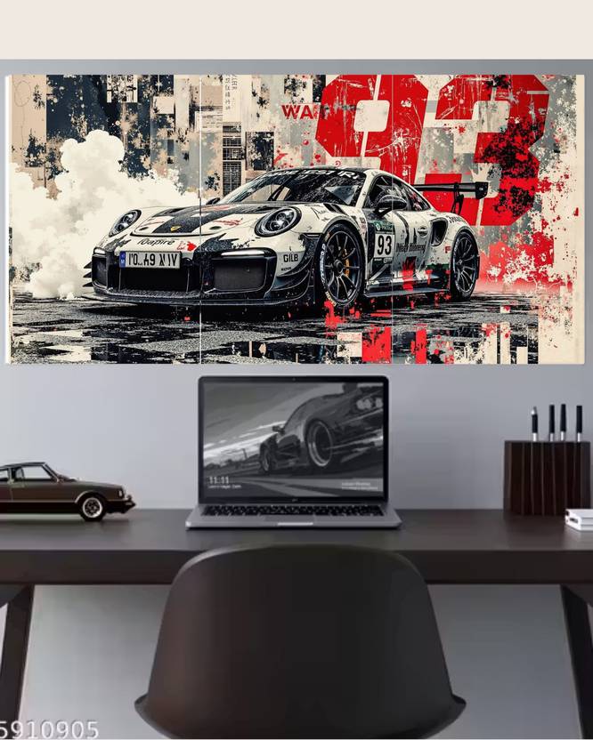 Porsche Sports Car Abstract Racing Poster Set of 3 (A4) | Wall Art Photographic Paper