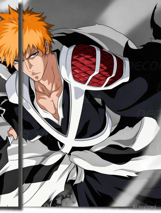 Bleach: Thousand-Year Blood War Ichigo Kurosaki 3-Piece Mini Poster Set – Premium 300 GSM High-Definition Anime Wall Art – Set of 3 Triptych Panels with Easy-to-Install Self-Adhesive Tape Photographic Paper