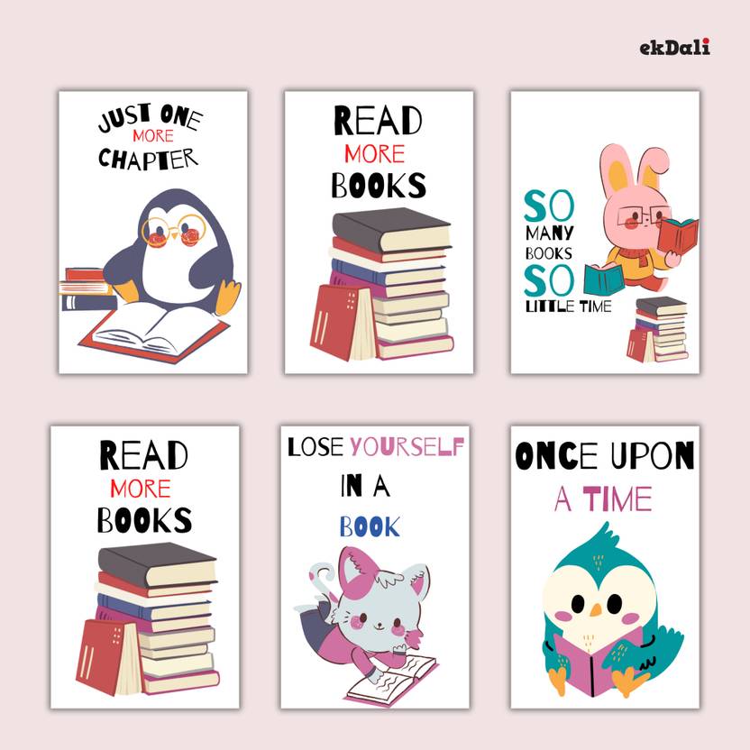 A5 Animal Bookworm Posters for Kids Who Love Animals Paper Print
