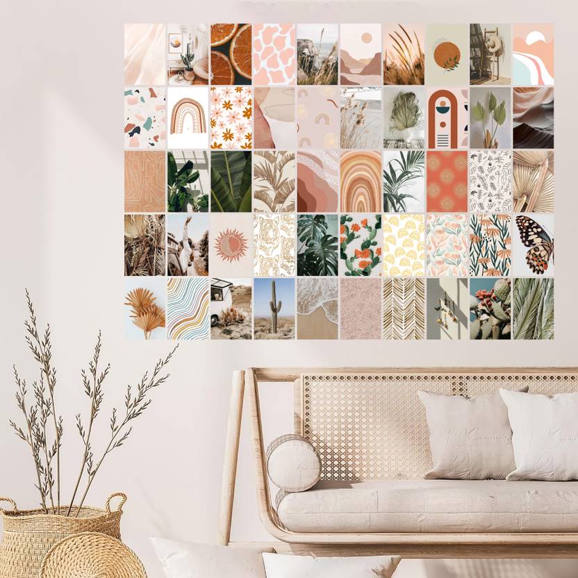 Boho Pastel Landscape Poster Kit, 50 Pcs, 4x6 Inch - Teen Bedroom and Home Wall Decoration Paper Print