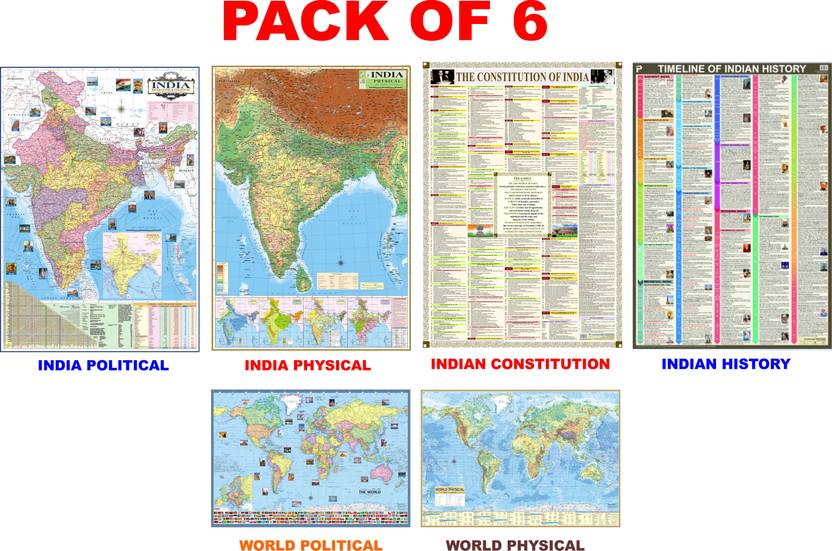 MAPS FOR UPSC (PACK OF 6) INDIAN CONSTITUTION, INDIAN HISTORY, INDIA