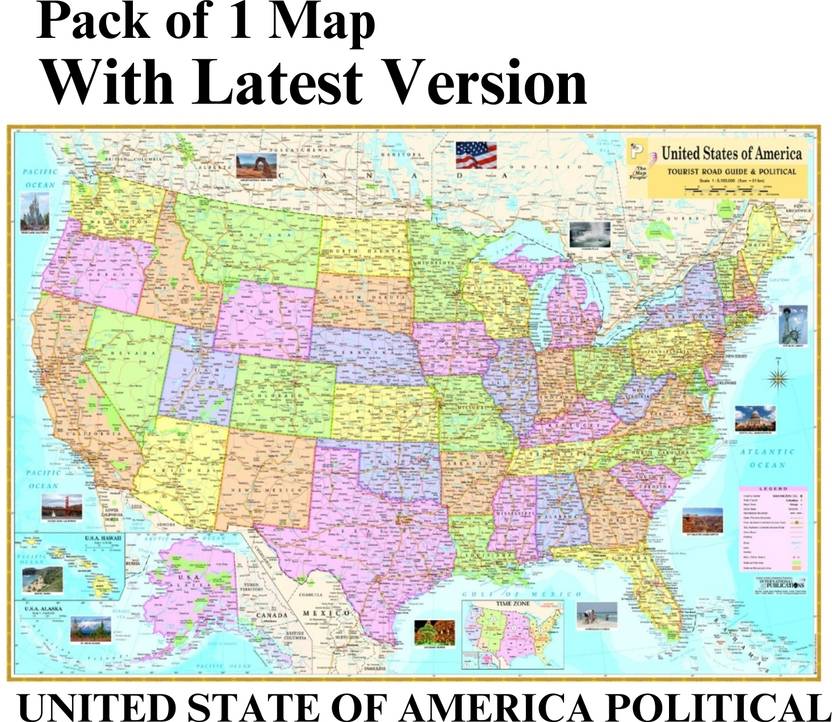 United State Of America Political & Tourist Road Guide Map Size: 40"x28" inch. With Important Fact and Figure. Ideal Map For Office Use, Tourism Purpose, Students and Aspirants of UPSC , PCS , SSC , RAILWAY Exam and Other Competitive Exam. Updated Map.(Premium Quality Reusable Map-80 GSM Paper) Paper Print