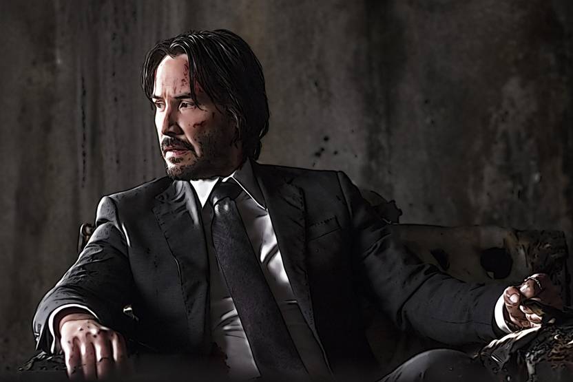 Cartoonish Keanu Reeves With Sitting Poster, John Wick Poster ...