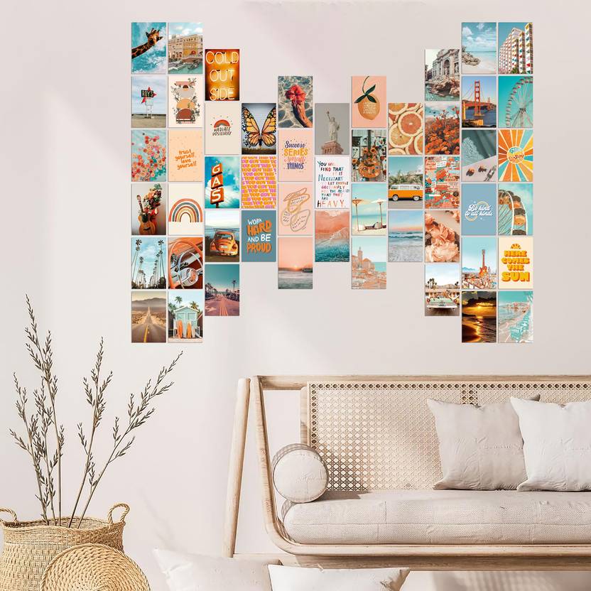 ClassyParadise Summer Travel Aesthetic Poster Kit, 54 pcs size 4 x 6 cm - Retro Vacation Collage Prints for Bedroom Walls Paper Print