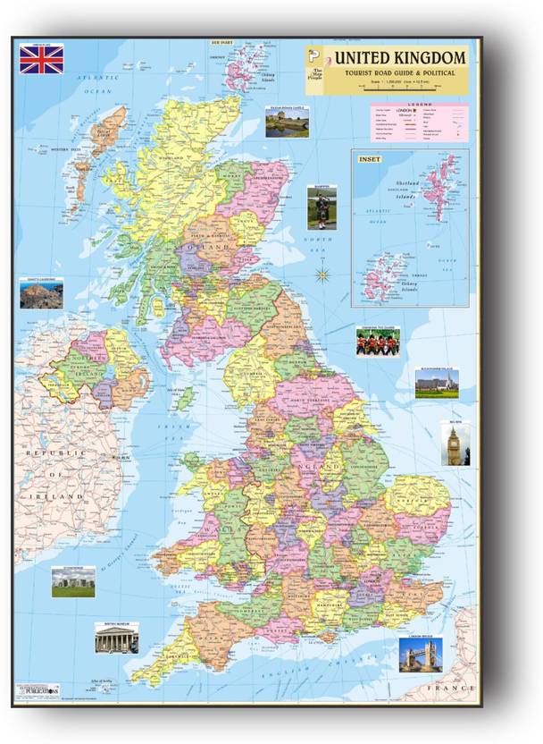 United Kingdom Political & Tourist Road Guide Map Size: 40"x28" inch. With Important Fact and Figure. Ideal Map For Office Use, Tourism Purpose, Students and Aspirants of UPSC , PCS , SSC , RAILWAY Exam and Other Competitive Exam. Updated Map. Paper Print