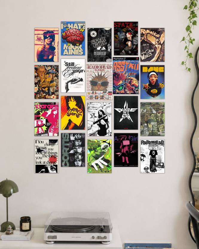 20 Pcs Y2K Aesthetic Poster Kit – A6 Cyber Grunge, Radiohead, TV Girl, Stargirl & Alt-Indie Wall Collage Set for Room Decor Paper Print