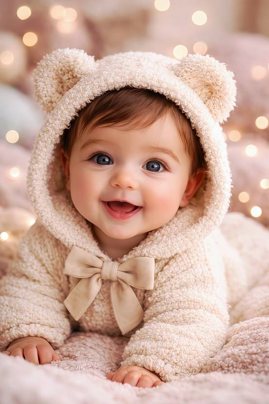 Cute Baby Teddy Bear Hoodie Wall Poster | Nursery Room Decor Poster | Newborn Baby Photo Wall Art | HD Print Poster for Kids Room Without Frame Paper Print