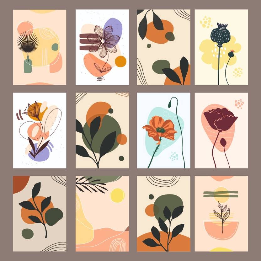 Boho Wall Collage Kit For Room, Set of 12 , A5 Size Poster,Wall Decor for Bedroom,Living room, Dorm & office Paper Print