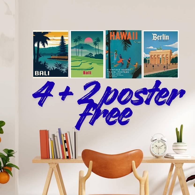 Tropical Escapes and Iconic Landmarks Travel Poster Set: Artistic Prints of Bali, Hawaii, and Berlin Photographic Paper