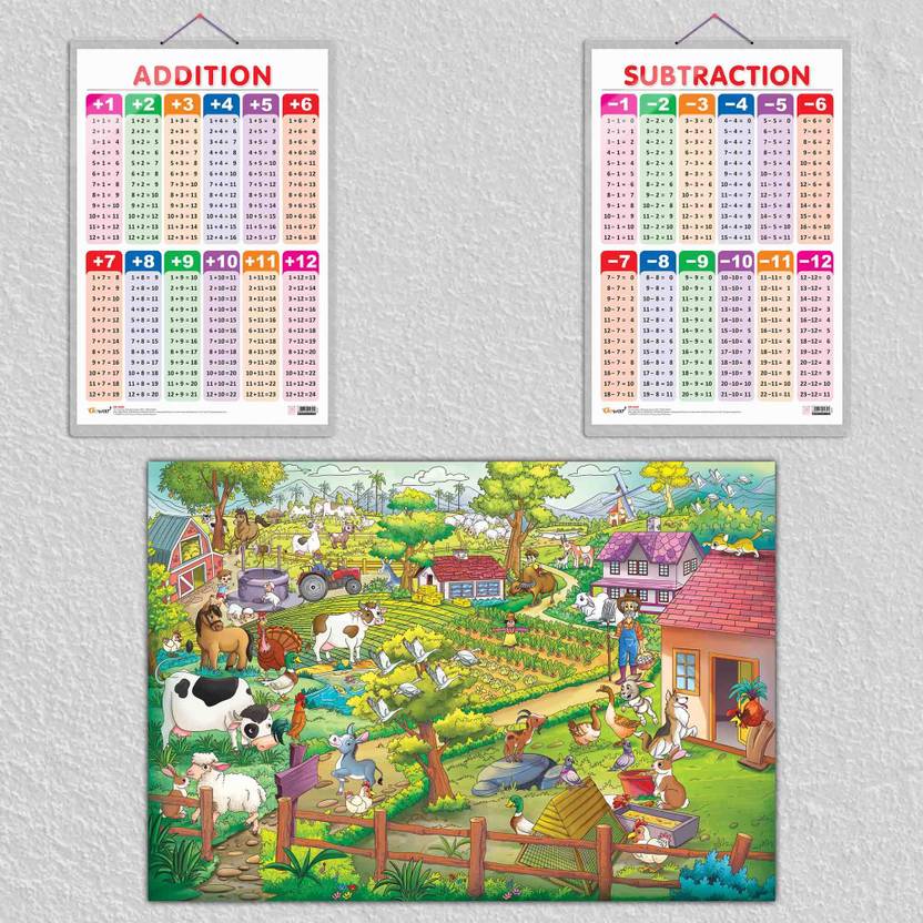 GIANT AT THE FARM COLOURING POSTER, SUBTRACTION and ADDITION | combos
