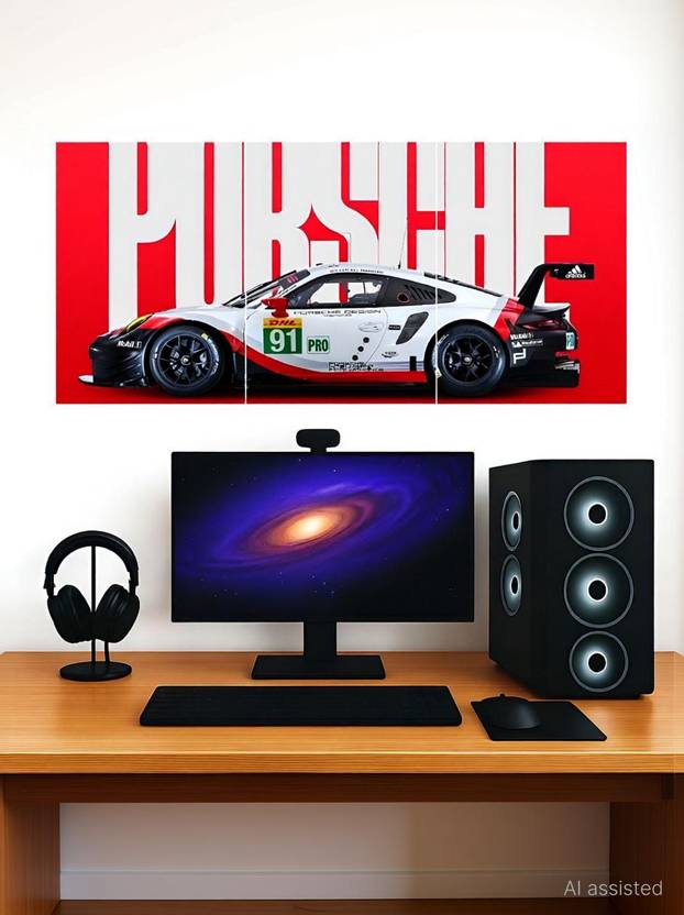 Porsche 911 Racing Car HD Wall Poster | Set of 3 (8x12 Inch Each) | High Quality Print for Room, Office & Gaming Setup | Unframed Wall Art Decor Photographic Paper