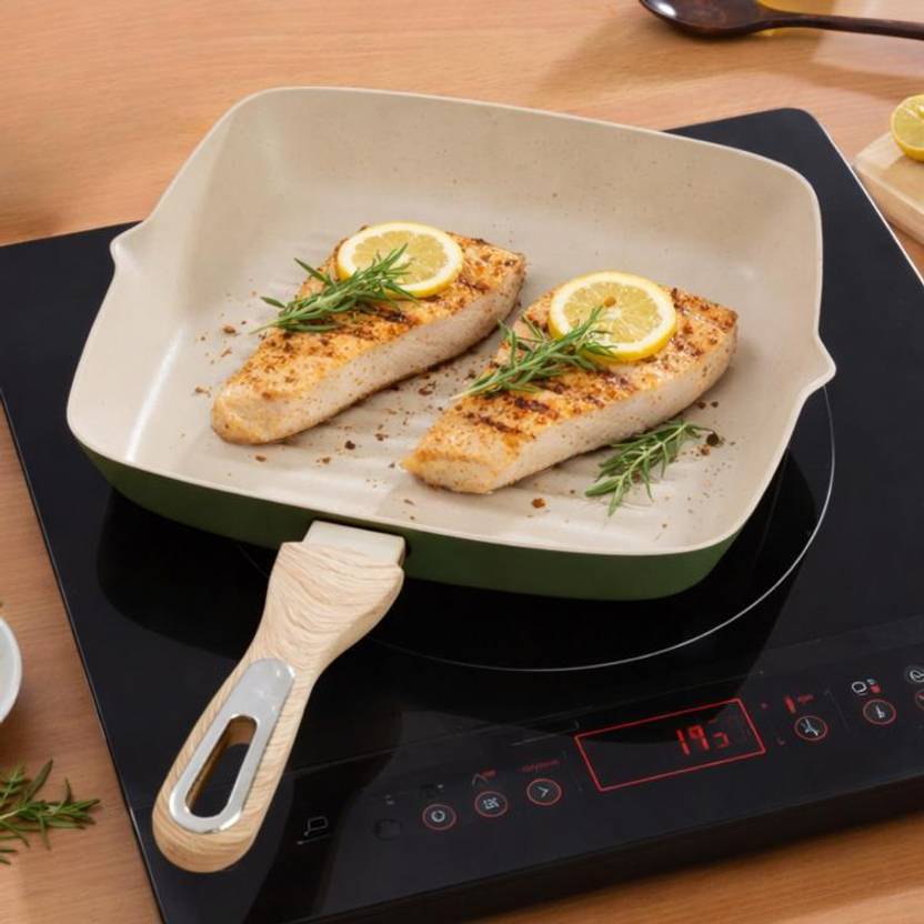 CookAid Velora Series Ceramic Non-Stick Grill Pan 24 cm Casted Grill Pan 24 cm diameter 1.55 L capacity