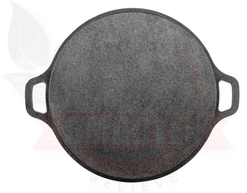 OMORTEX Cast Iron Multi Use 12 Inch Pre-Seasoned Dosa Tawa 100% Toxin-free Tawa 30 cm diameter