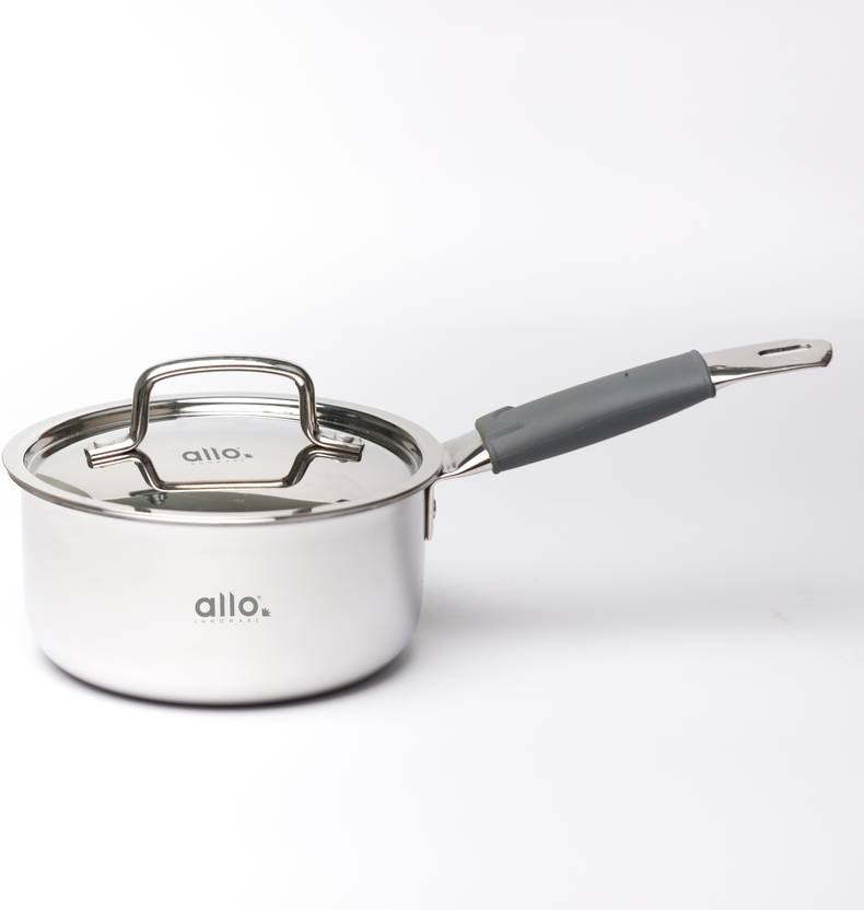 Allo CookSafe TriPly Stainless Steel Naturally Non Stick Sauce Pan 14 cm diameter with Lid 1 L capacity