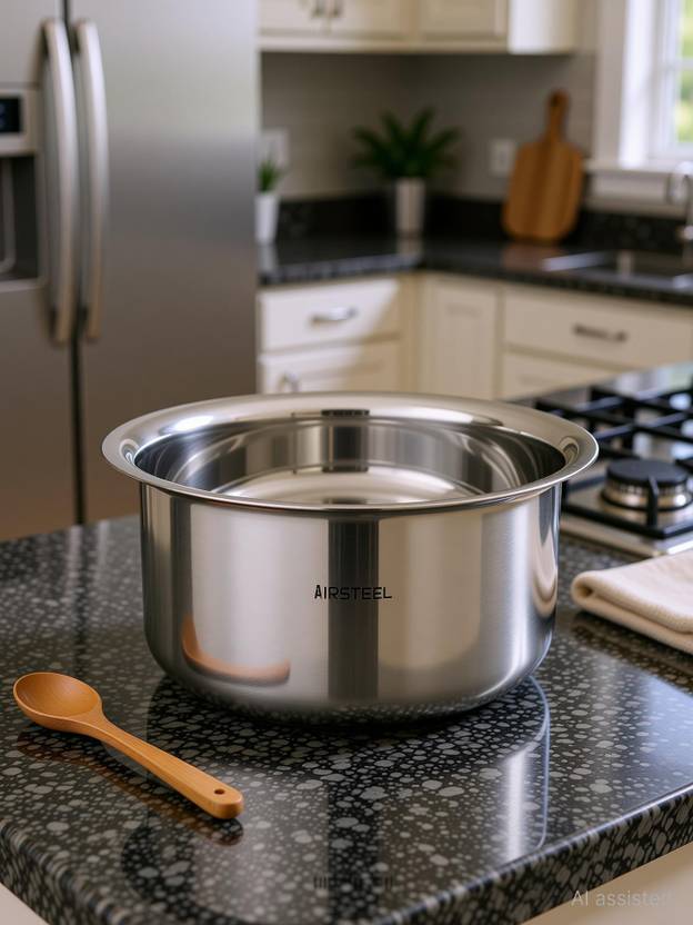 Airsteel Stainless Steel Heavy Flat Base Tope Tope/Bhagona/Patila 3 L capacity 26 cm diameter