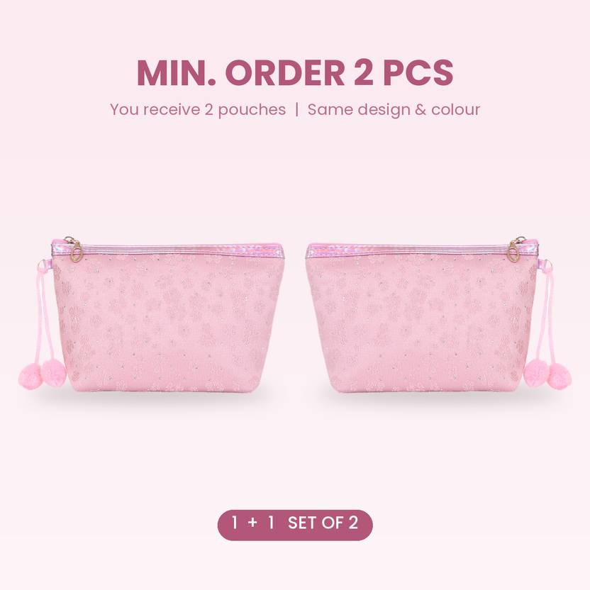 Abbana Women Pink, Silver Cosmetic Bag