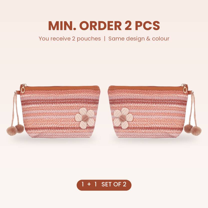 Abbana Women Orange, Tan Cosmetic Bag