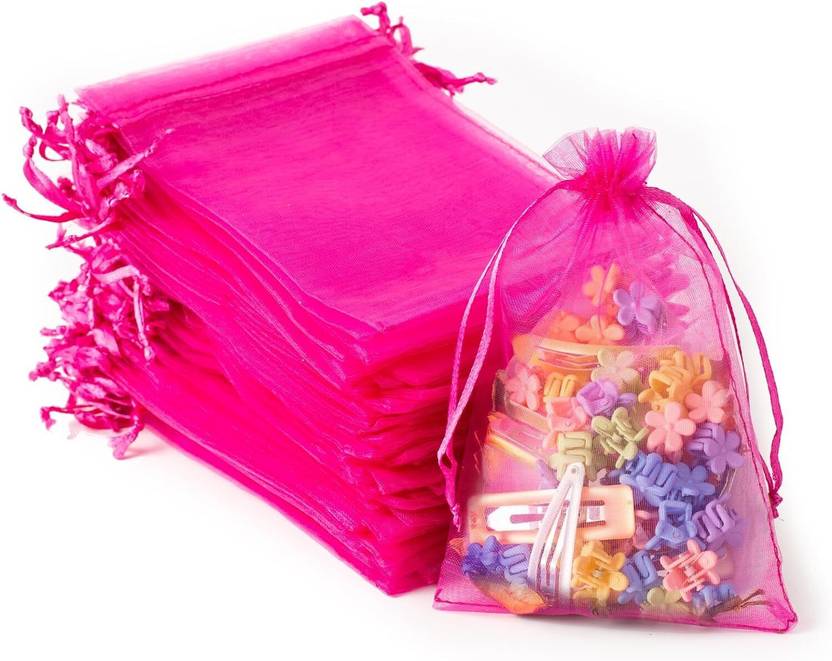 Brown Leaf Pack Of 3 Organza 9X7 CM Potli Bags Potli