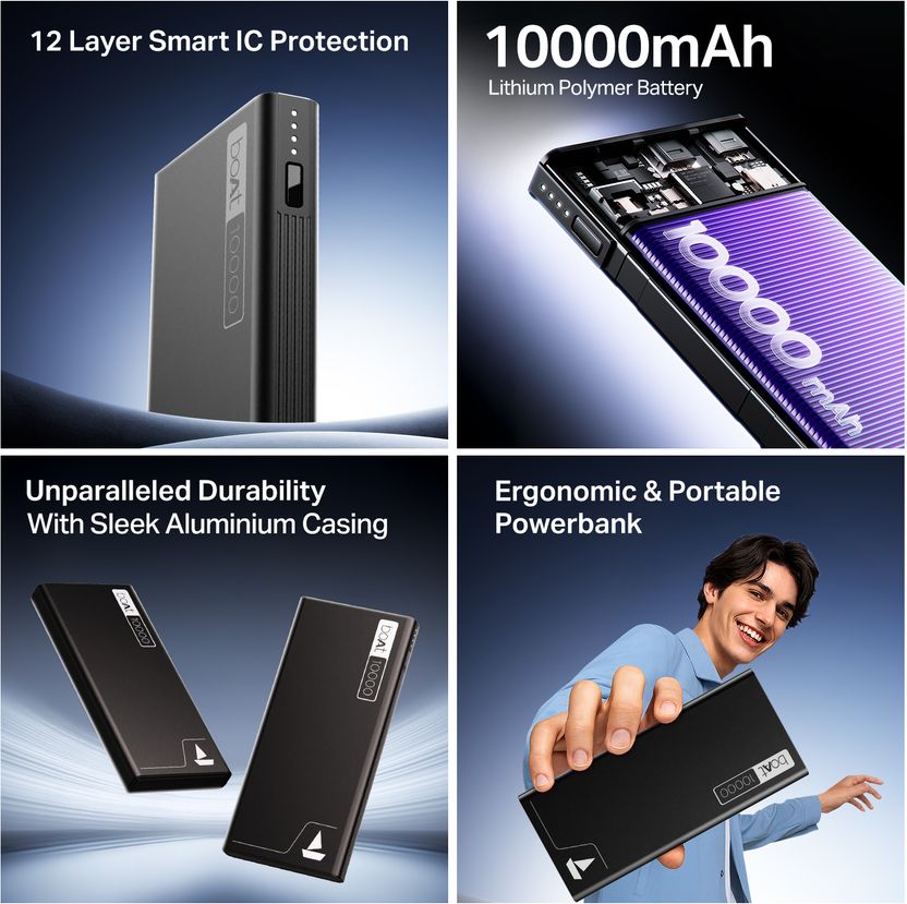 boAt 10000 mAh 22.5W Slim Power Bank (Carbon Black) - Image 2