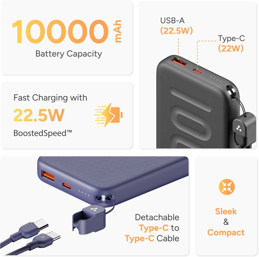 Ambrane 10000 mAh 22.5W Black Power Bank - Image 2