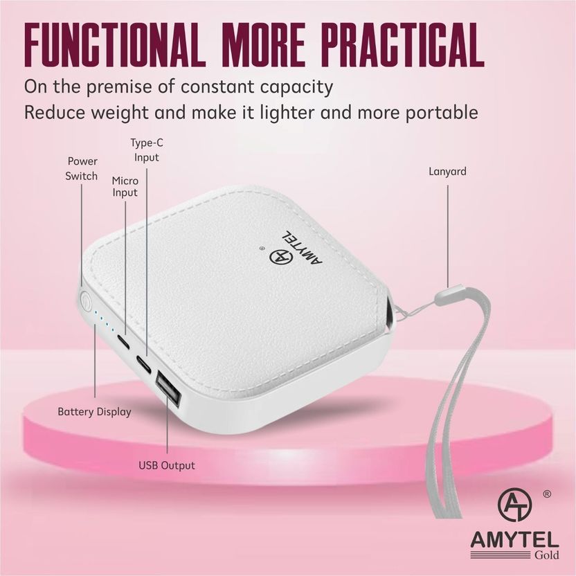 AMYTEL 10000 mAh 15W Mini Power Bank White - Image 3