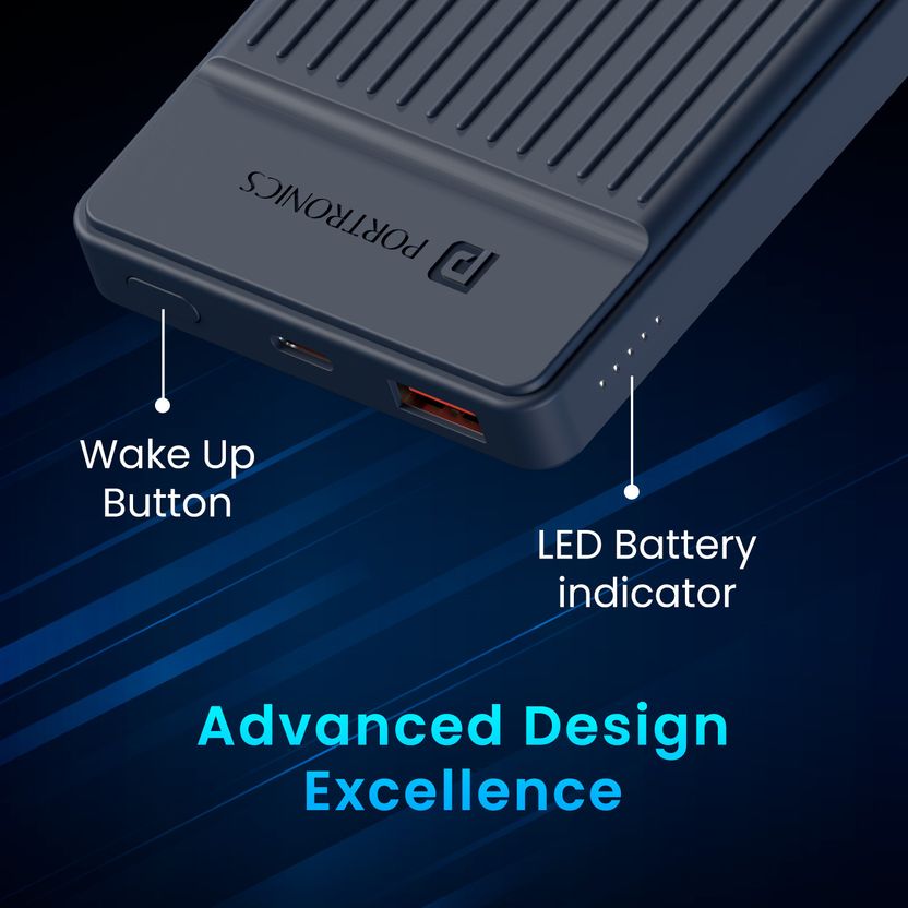 Portronics 10000 mAh 12W Slim Power Bank (Dark Blue) - Image 4