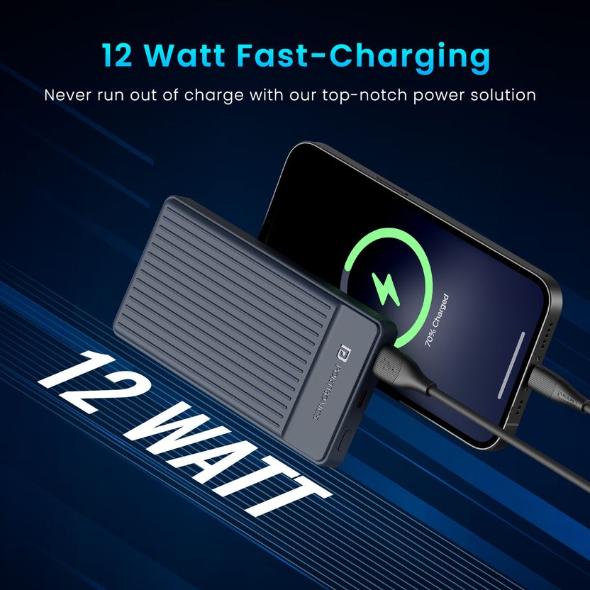 Portronics 10000 mAh 12W Slim Power Bank (Dark Blue) - Image 2