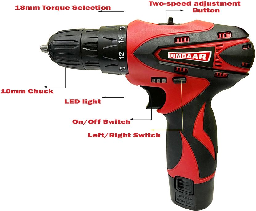 DUMDAAR 12V Cordless Screwdriver Drill Set 25pcs - Image 2