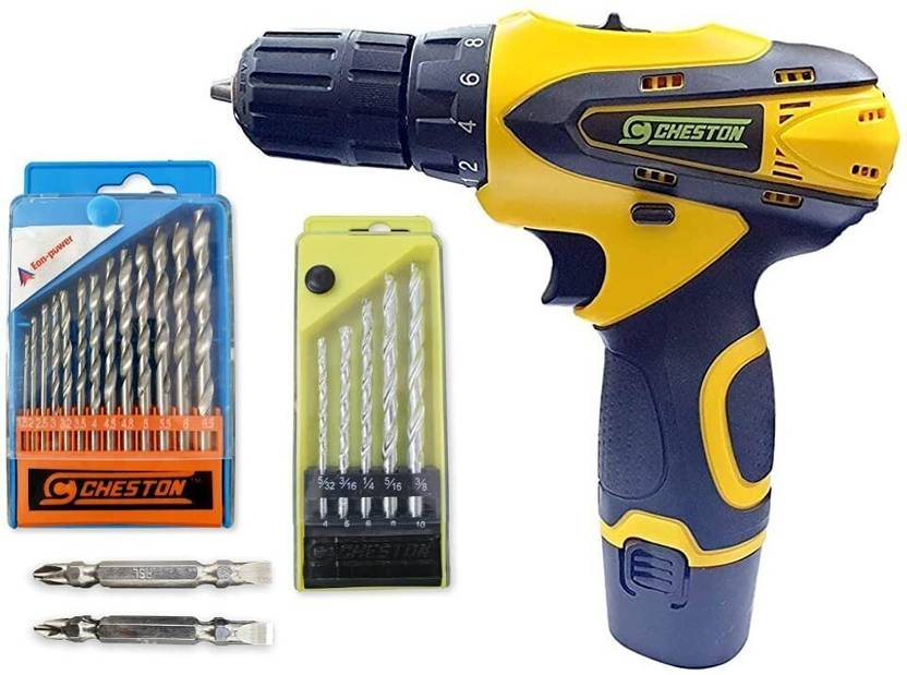 CHESTON Drill Machine 12V Cordless Drill/Screwdriver with, LED Torch
