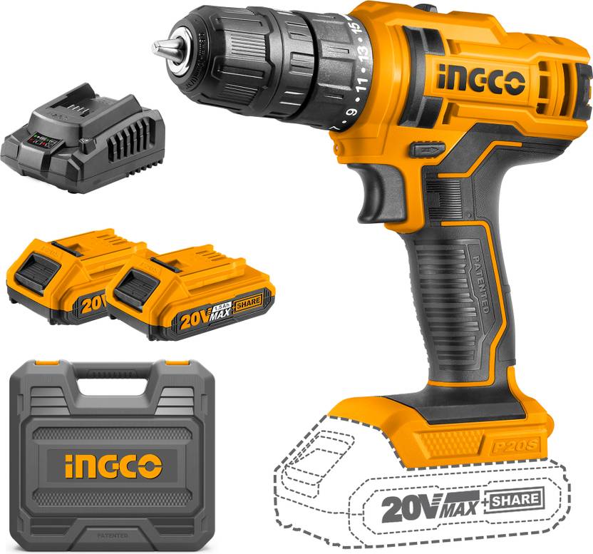 INGCO INGCO Power Tools 20V Cordless Drill With 2 batteries Cordless