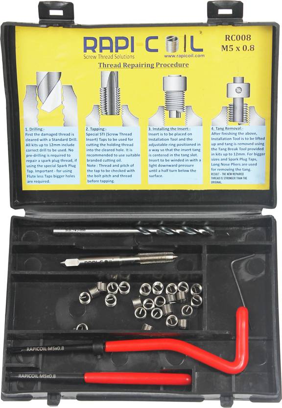 RapiCoil M5 x 0.8 Thread Repair Kit with Stainless Steel Helicoil