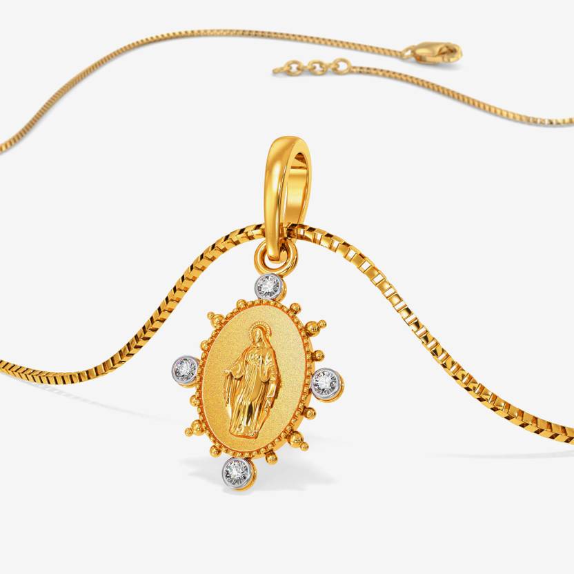 Joyalukkas Virgin Mary Star Gold Pendant 18kt Yellow Gold Pendant