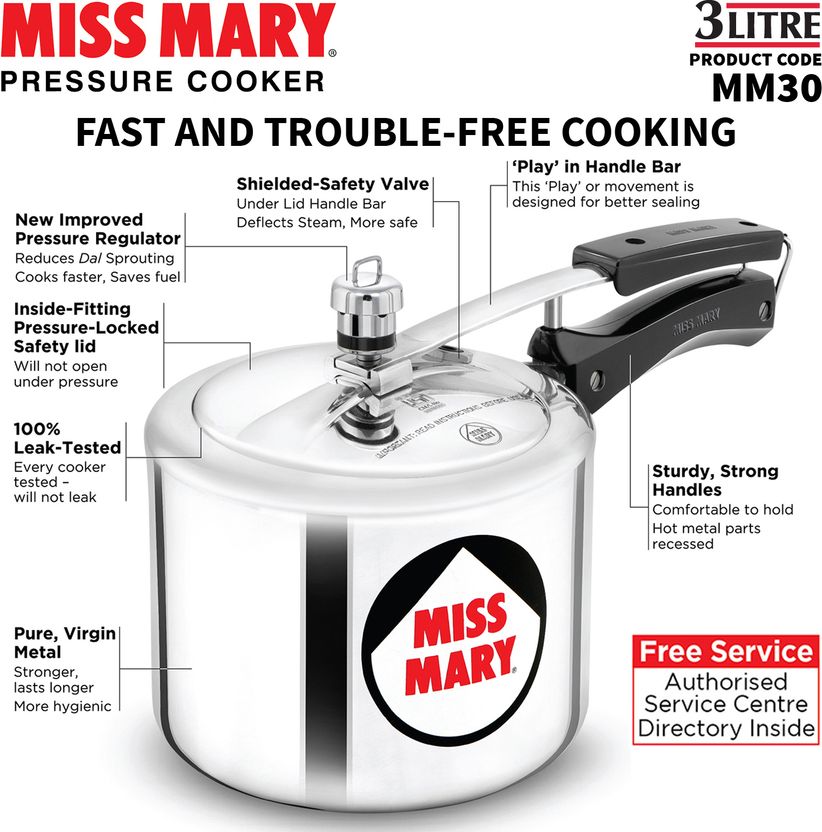 Hawkins Miss Mary (MM30) 3 L Pressure Cooker - Image 8