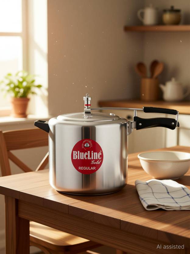 Blueline Gold Regular Thick Inner Lid Aluminium Gas Stove Compatible 10 L Inner Lid Pressure Cooker