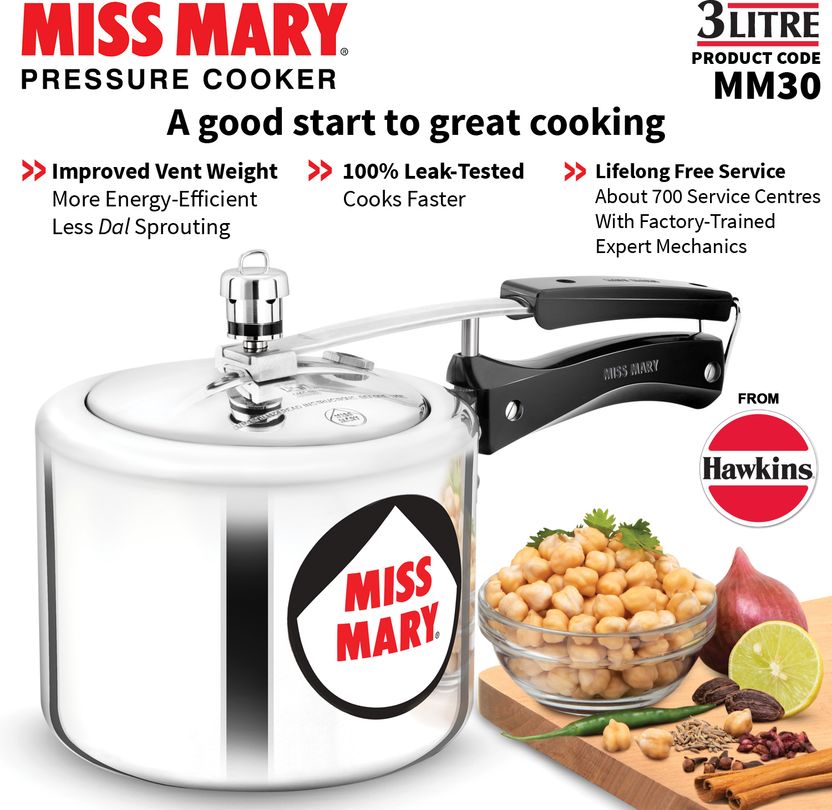 Hawkins Miss Mary (MM30) 3 L Pressure Cooker - Image 5
