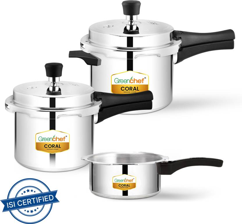 Greenchef Coral Combo 5 L, 3 L, 2 L Outer Lid Pressure Cooker Price in