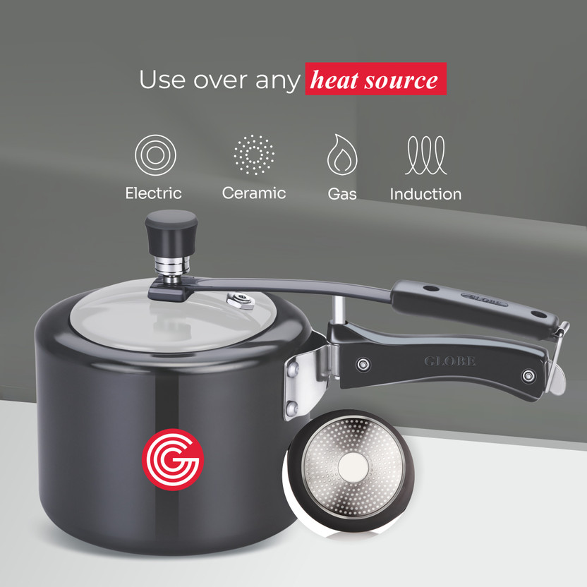 Click to enlarge globe Brio Induction Base with Stainless Steel Inner Lid 2 litre|6 Years Warranty 2 L Inner Lid Induction Bottom Pressure Cooker Price in India - Buy globe Brio Induction Base with Stainless Steel Inner Lid 2 litre|6 Years Warranty 2 L Inner Lid Indu