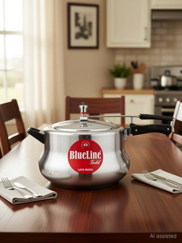 Blueline Gold ISI Certifed Love Model Inner Lid Aluminium Gas Stove Compatible 12 L Inner Lid Pressure Cooker